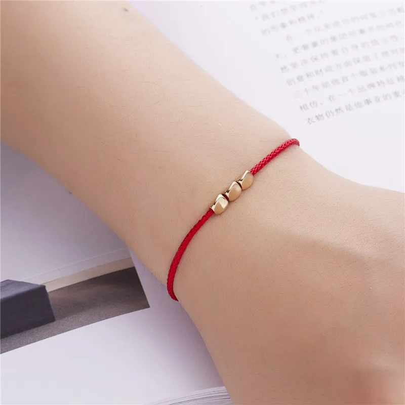 Handmade Tibetan Buddhist Creative Irregular Copper Beads Red Black Rope Lucky Bracelet Amulet For Women Men Couple Bracelets