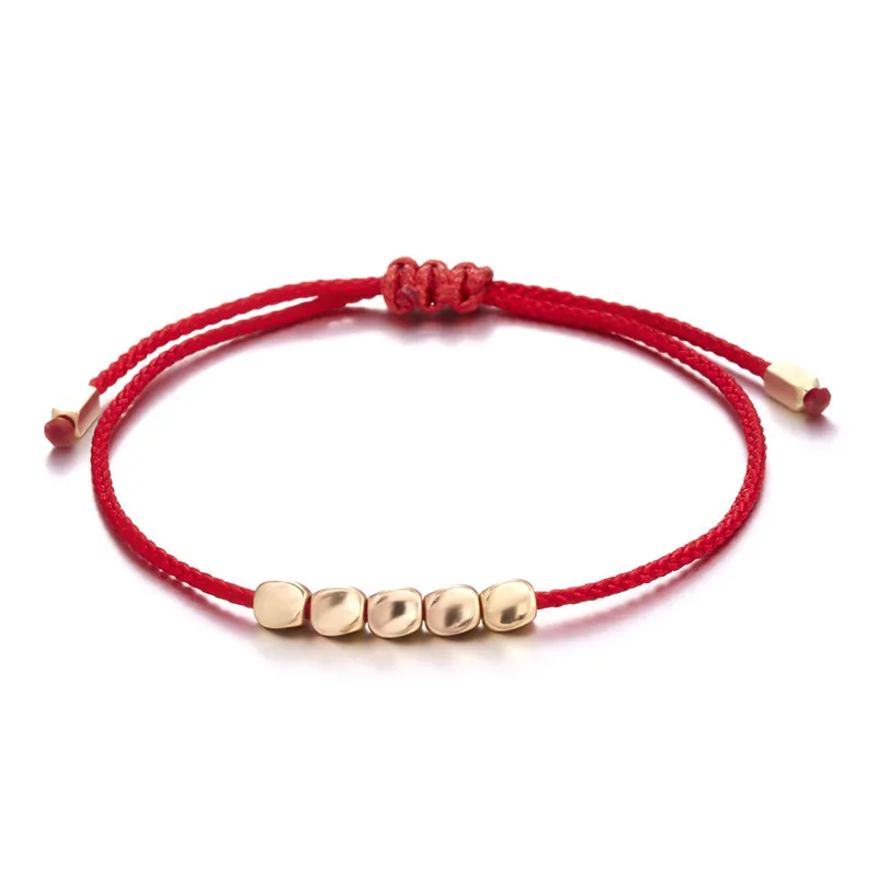 Handmade Tibetan Buddhist Creative Irregular Copper Beads Red Black Rope Lucky Bracelet Amulet For Women Men Couple Bracelets