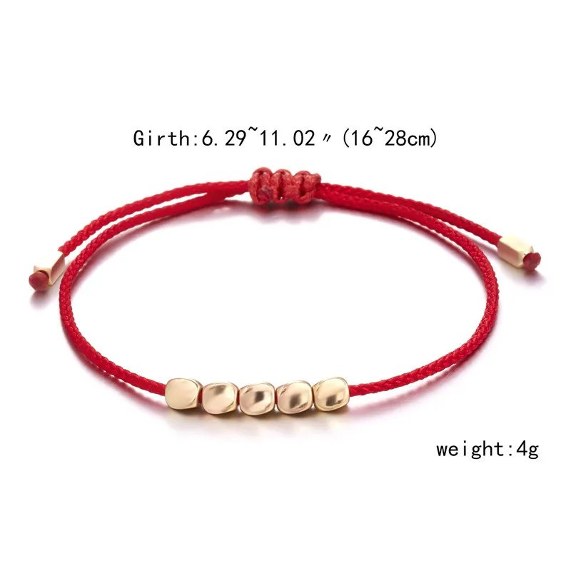 Handmade Tibetan Buddhist Creative Irregular Copper Beads Red Black Rope Lucky Bracelet Amulet For Women Men Couple Bracelets