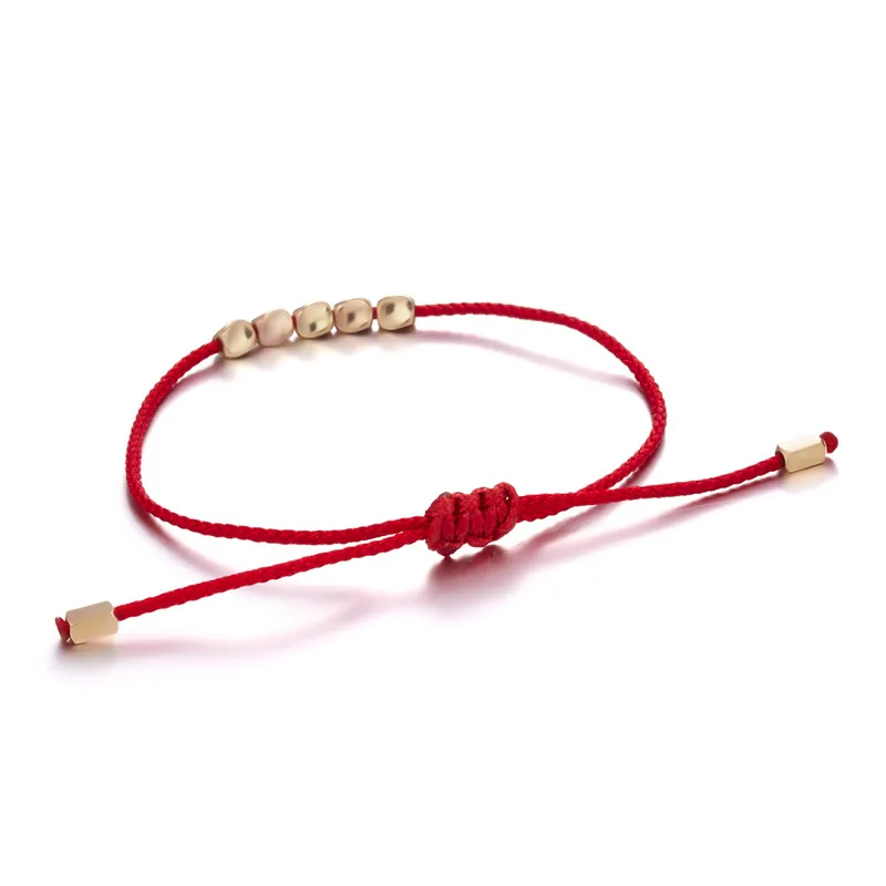 Handmade Tibetan Buddhist Creative Irregular Copper Beads Red Black Rope Lucky Bracelet Amulet For Women Men Couple Bracelets