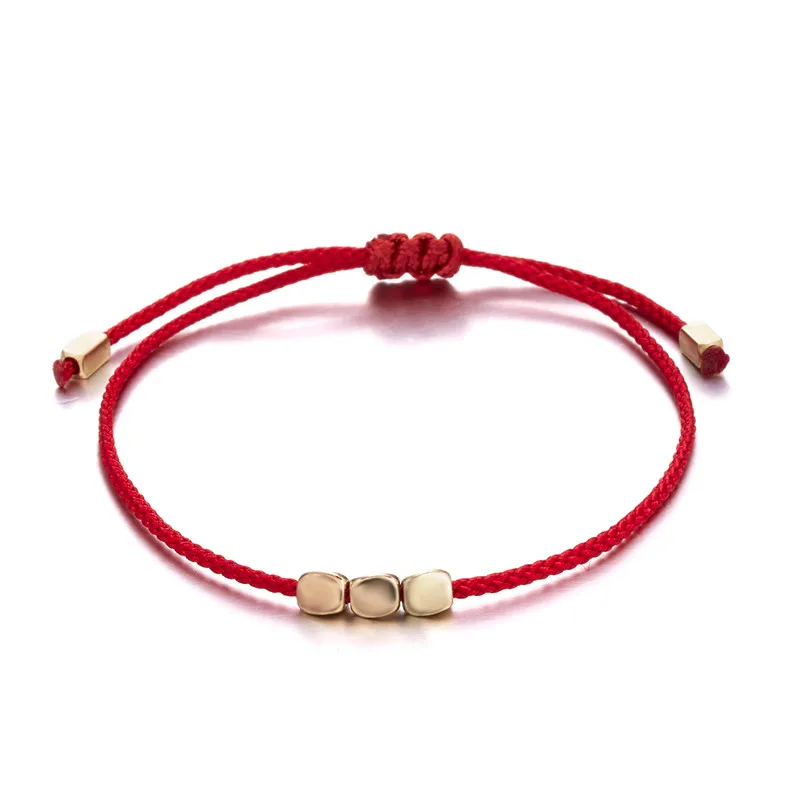 Handmade Tibetan Buddhist Creative Irregular Copper Beads Red Black Rope Lucky Bracelet Amulet For Women Men Couple Bracelets