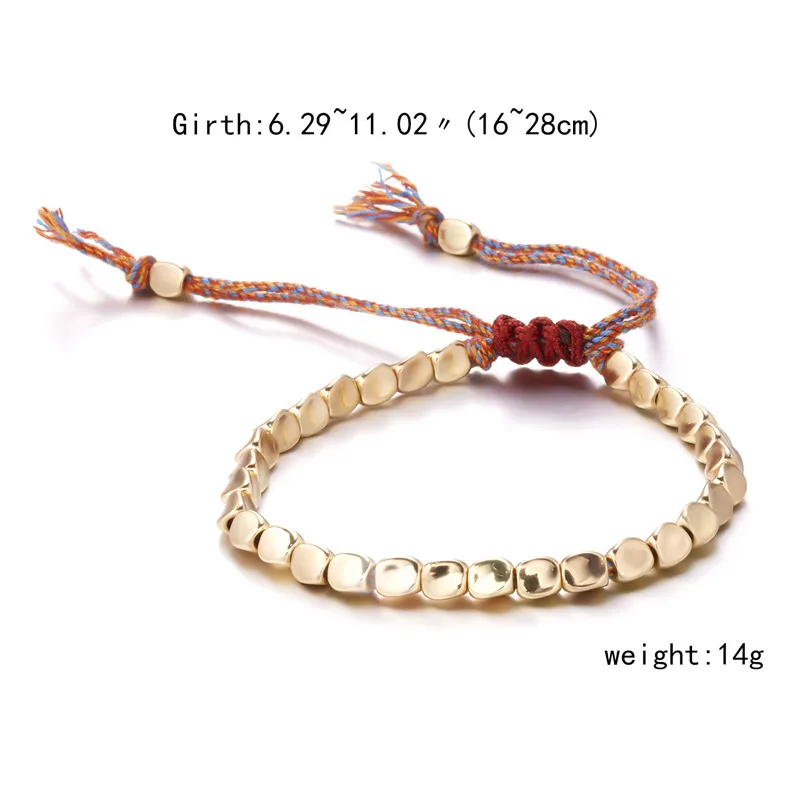 Handmade Tibetan Buddhist Creative Irregular Copper Beads Red Black Rope Lucky Bracelet Amulet For Women Men Couple Bracelets