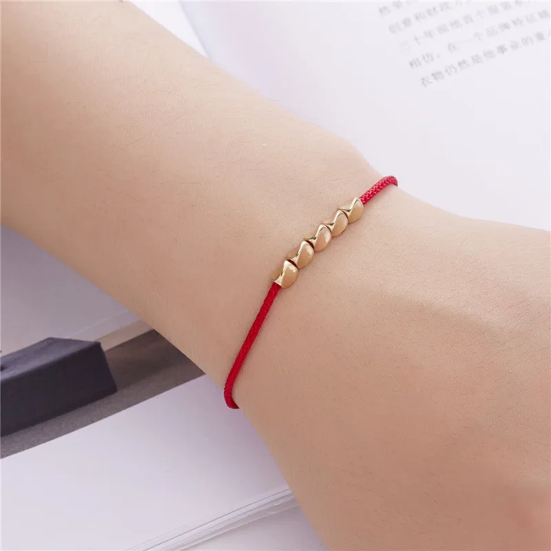 Handmade Tibetan Buddhist Creative Irregular Copper Beads Red Black Rope Lucky Bracelet Amulet For Women Men Couple Bracelets