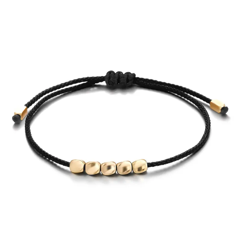 Handmade Tibetan Buddhist Creative Irregular Copper Beads Red Black Rope Lucky Bracelet Amulet For Women Men Couple Bracelets