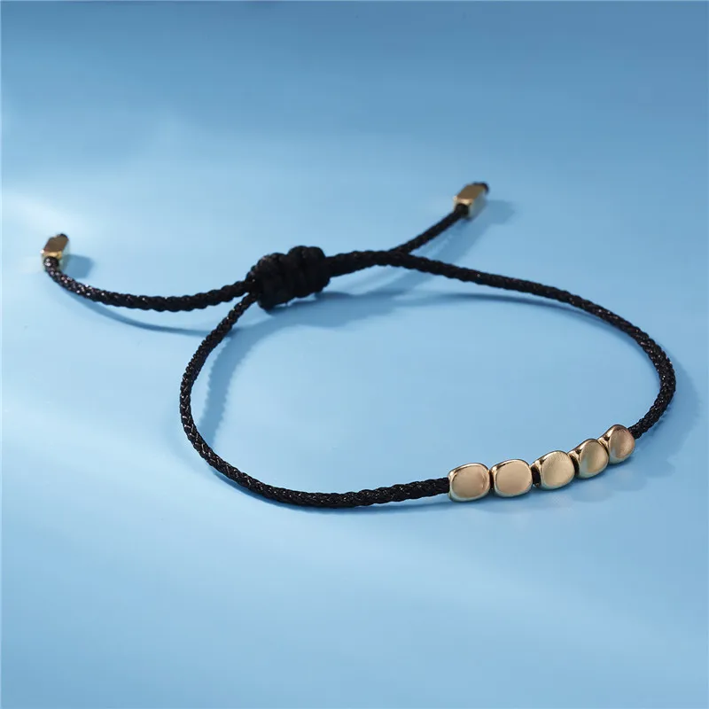 Handmade Tibetan Buddhist Creative Irregular Copper Beads Red Black Rope Lucky Bracelet Amulet For Women Men Couple Bracelets