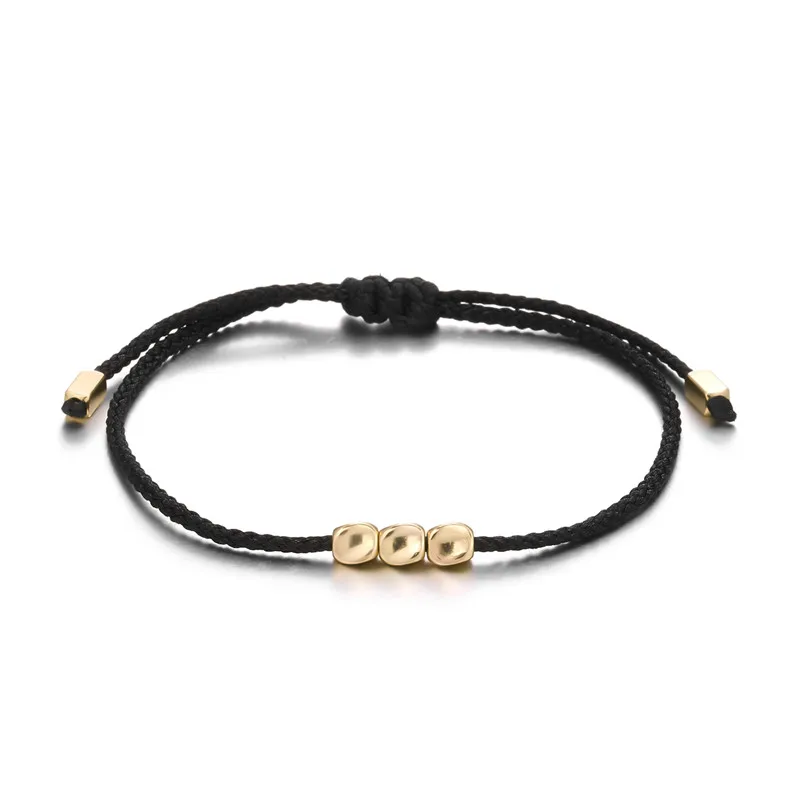 Handmade Tibetan Buddhist Creative Irregular Copper Beads Red Black Rope Lucky Bracelet Amulet For Women Men Couple Bracelets