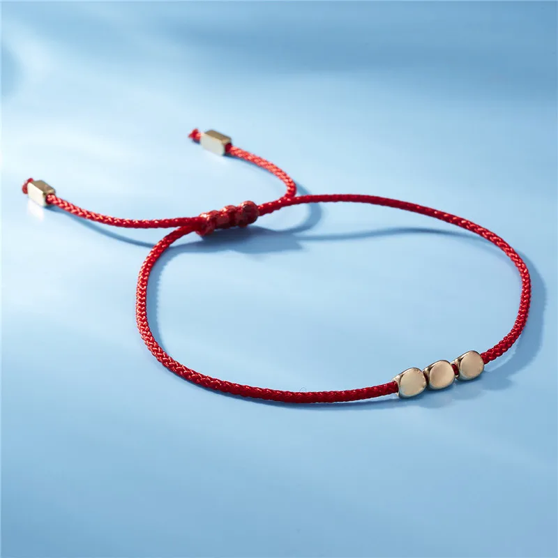 Handmade Tibetan Buddhist Creative Irregular Copper Beads Red Black Rope Lucky Bracelet Amulet For Women Men Couple Bracelets