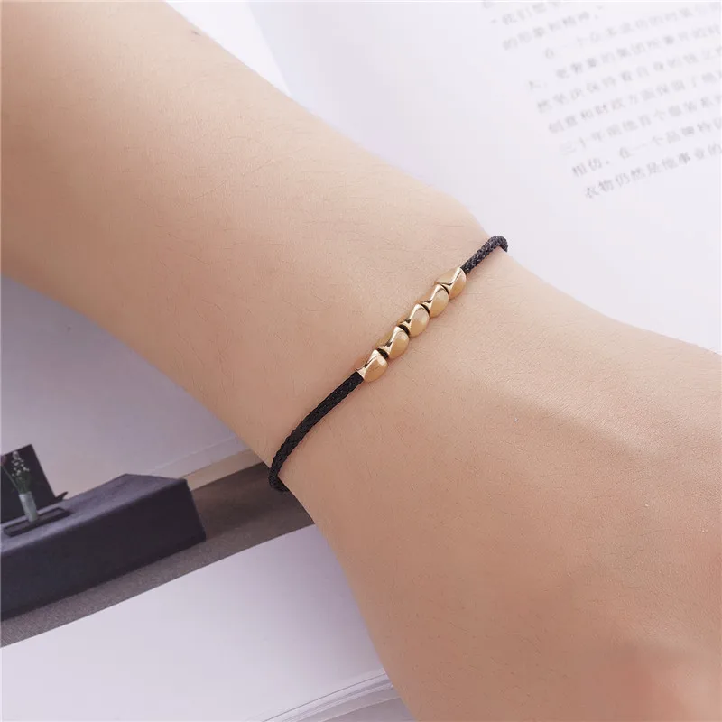 Handmade Tibetan Buddhist Creative Irregular Copper Beads Red Black Rope Lucky Bracelet Amulet For Women Men Couple Bracelets