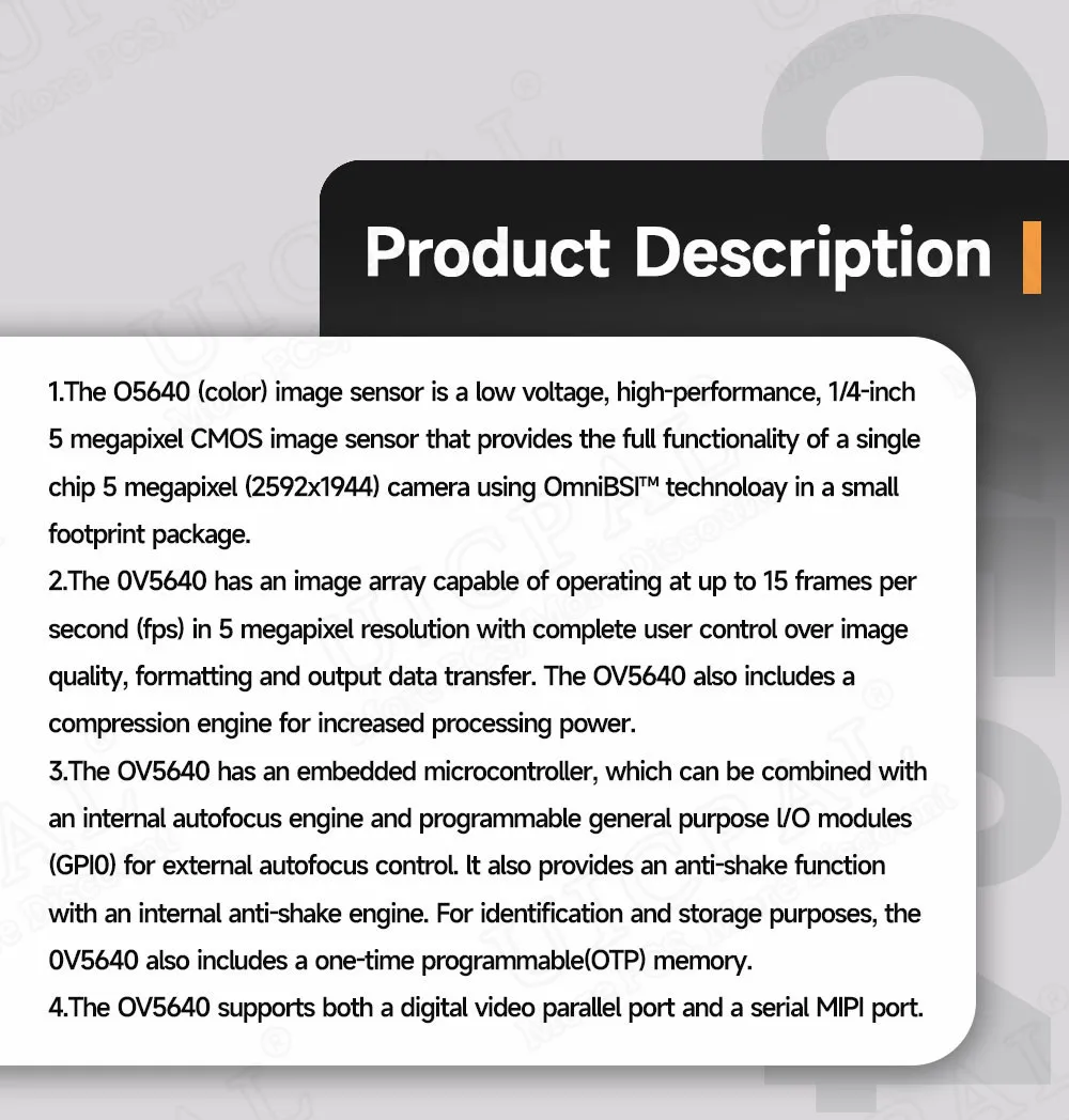 OV5640 Camera Module 222 200 100 66 120 160 Degrees Wide Angle 24PIN 0.5MM Spacing DVP MIPI