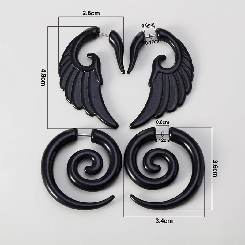 2pcs Acrylic Fake Plug Tunnel Earrings Gauges Faux Spiral Ear Taper Swirl Stud Cheater Stretcher Expander Piercing Body Jewelry