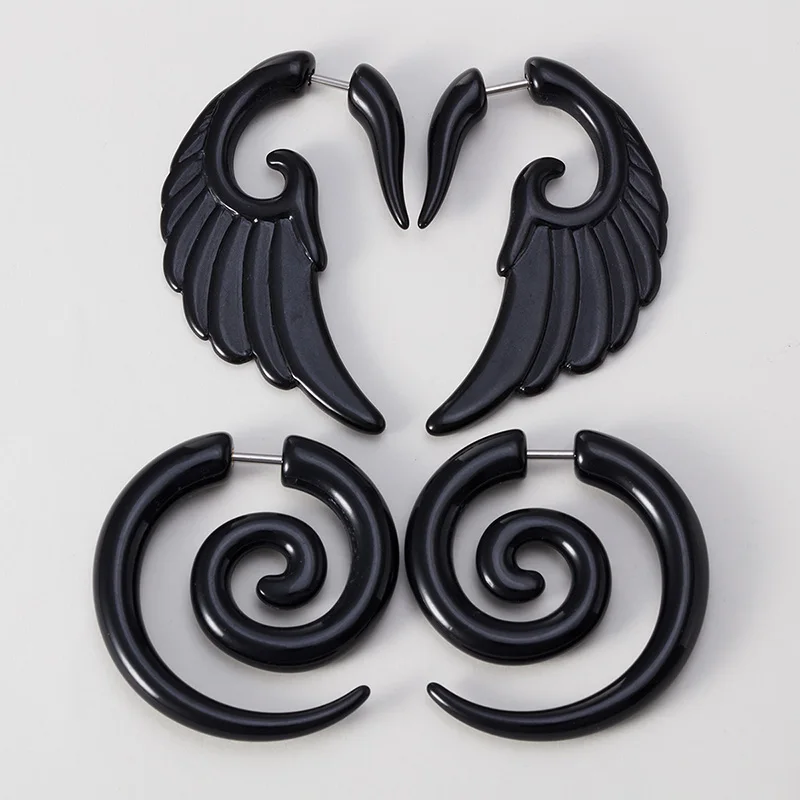 2pcs Acrylic Fake Plug Tunnel Earrings Gauges Faux Spiral Ear Taper Swirl Stud Cheater Stretcher Expander Piercing Body Jewelry