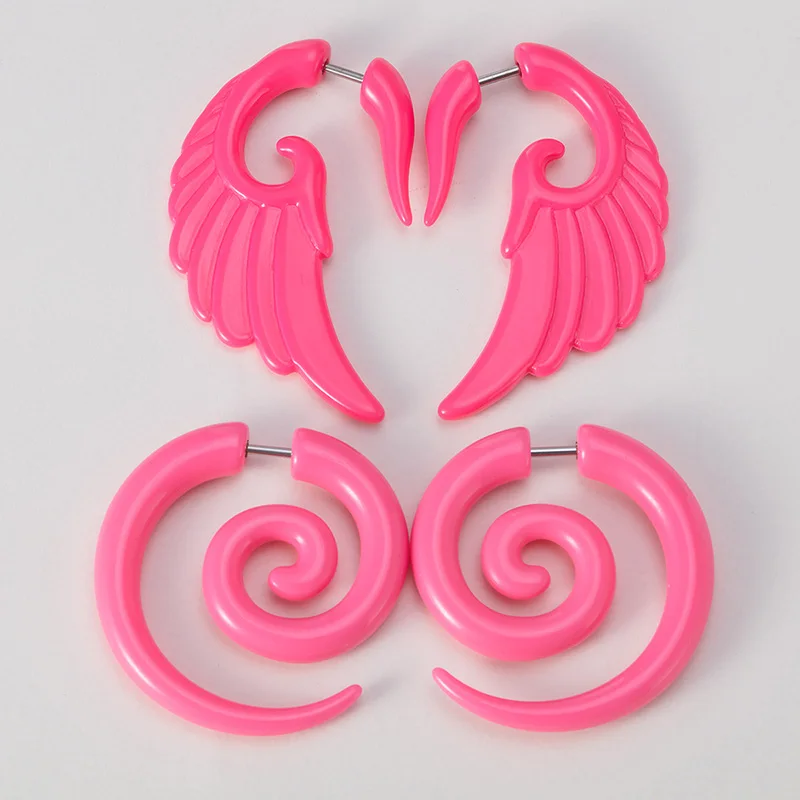 2pcs Acrylic Fake Plug Tunnel Earrings Gauges Faux Spiral Ear Taper Swirl Stud Cheater Stretcher Expander Piercing Body Jewelry