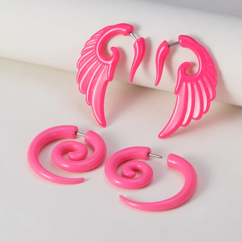 2pcs Acrylic Fake Plug Tunnel Earrings Gauges Faux Spiral Ear Taper Swirl Stud Cheater Stretcher Expander Piercing Body Jewelry