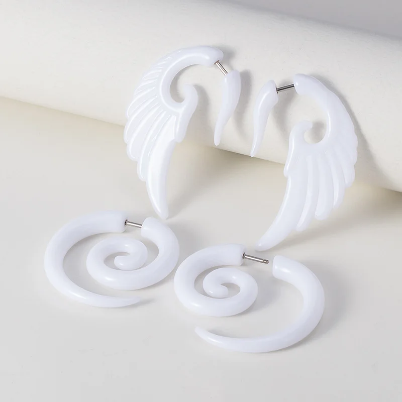 2pcs Acrylic Fake Plug Tunnel Earrings Gauges Faux Spiral Ear Taper Swirl Stud Cheater Stretcher Expander Piercing Body Jewelry