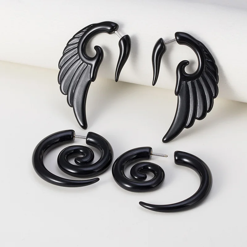 2pcs Acrylic Fake Plug Tunnel Earrings Gauges Faux Spiral Ear Taper Swirl Stud Cheater Stretcher Expander Piercing Body Jewelry