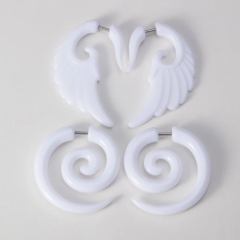 2pcs Acrylic Fake Plug Tunnel Earrings Gauges Faux Spiral Ear Taper Swirl Stud Cheater Stretcher Expander Piercing Body Jewelry