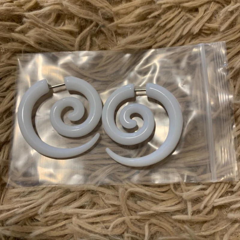 2pcs Acrylic Fake Plug Tunnel Earrings Gauges Faux Spiral Ear Taper Swirl Stud Cheater Stretcher Expander Piercing Body Jewelry