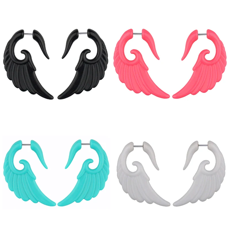 2pcs Acrylic Fake Plug Tunnel Earrings Gauges Faux Spiral Ear Taper Swirl Stud Cheater Stretcher Expander Piercing Body Jewelry