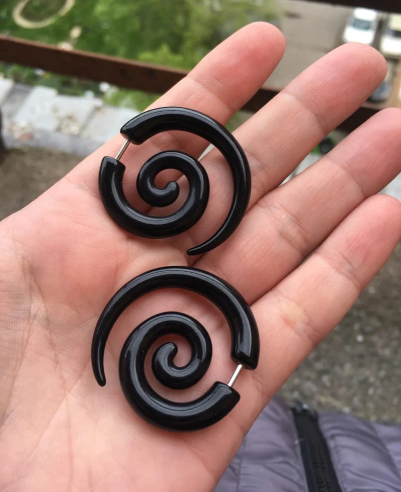 2pcs Acrylic Fake Plug Tunnel Earrings Gauges Faux Spiral Ear Taper Swirl Stud Cheater Stretcher Expander Piercing Body Jewelry