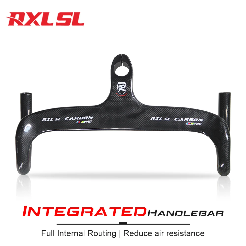 RXL SL Carbon Road Handlebar Integrated With Stem Racing Bike Speed 1-1/8"Black Internal Routing Drop Handle Bars For Bicycle
