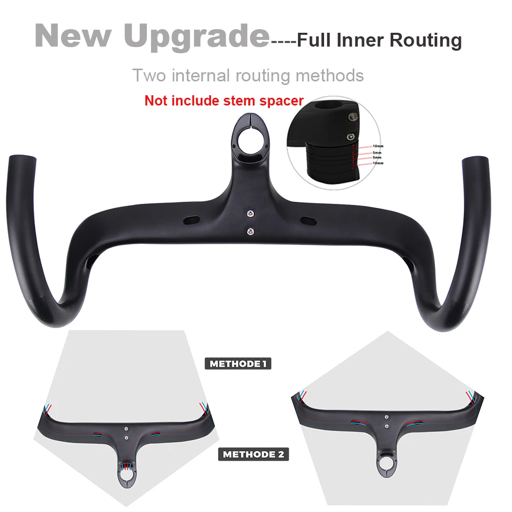 RXL SL Carbon Road Handlebar Integrated With Stem Racing Bike Speed 1-1/8"Black Internal Routing Drop Handle Bars For Bicycle