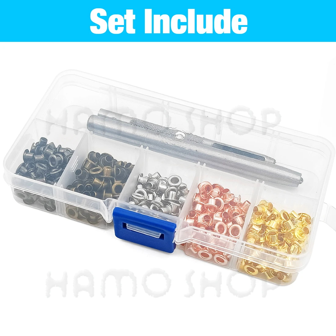 200pcs Metal Eyelet Gromment Kit Eyelet Punch Install Tool Set With Storage Box For LeatherCraft Shoes Belt Cap Bag Tags Clothes