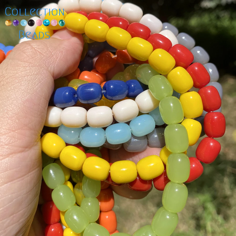 8x11mm Coloful Natural Crystal Cylindrical Drum Beads Spacer Beads For Jewelry Making Supplies DIY Bracelet Accessories 15''