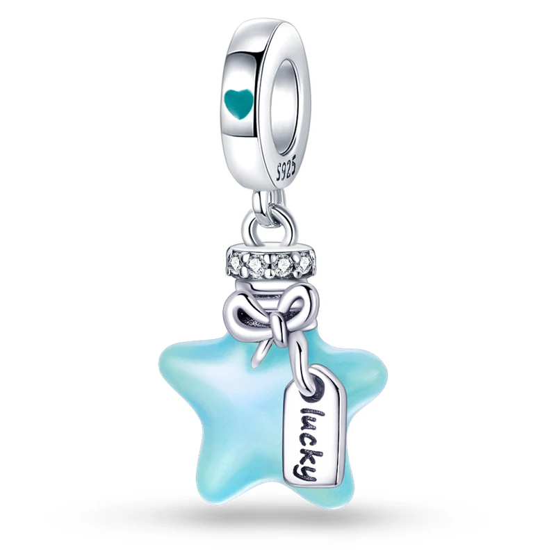 Fit Qikaola 925 Original Bracelets Blue Zircon Owl Luminous Sea Turtle Octopus 925 Silver Charms Beads DIY Birthday Jewelry Gift