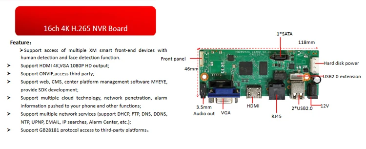 Smar CCTV 9CH 10CH 16CH 32CH 4K NVR Motherboard H.265+Network Video Recorder For 5MP 8MP IP Camera Support Face Detection ONVIF