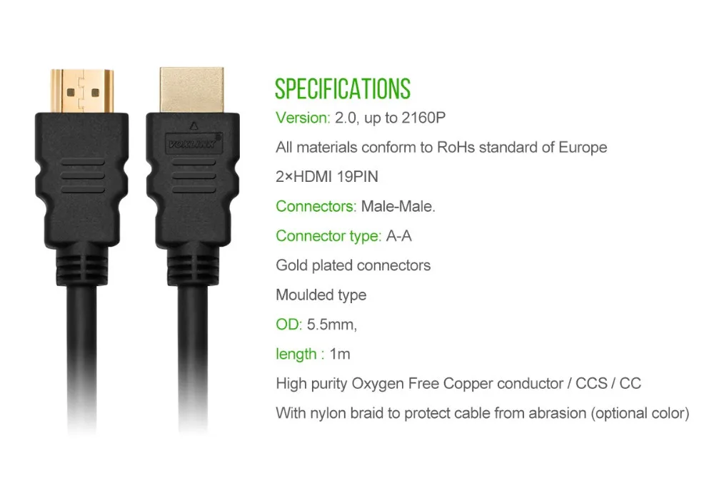 HDMI-compatible Cable Video Cables Gold Plated 1.4 4K 1080P 3D Cable for HDTV Splitter Switcher 0.3m 1m 1.5m HDMI to HDMI Cable