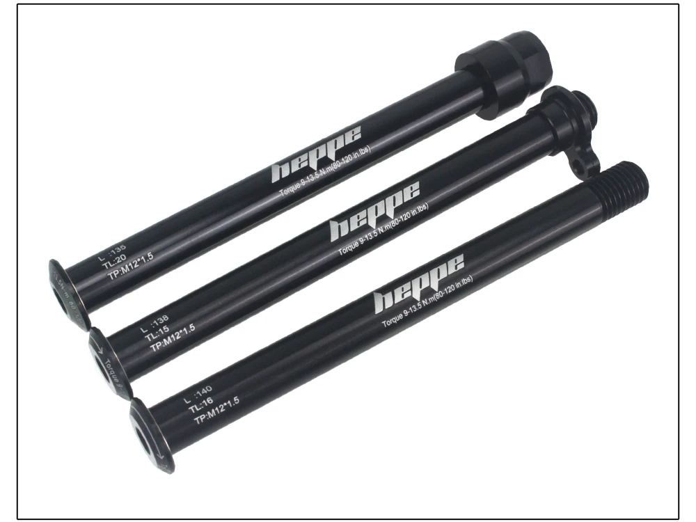 HEPPE MTB Road Bike Thru Axle Front Fork Shaft Skewers Rear Hub Thru Axle 12x142 12x148 12x100 12x110 M12xP1.0/P1.5 Bike Parts