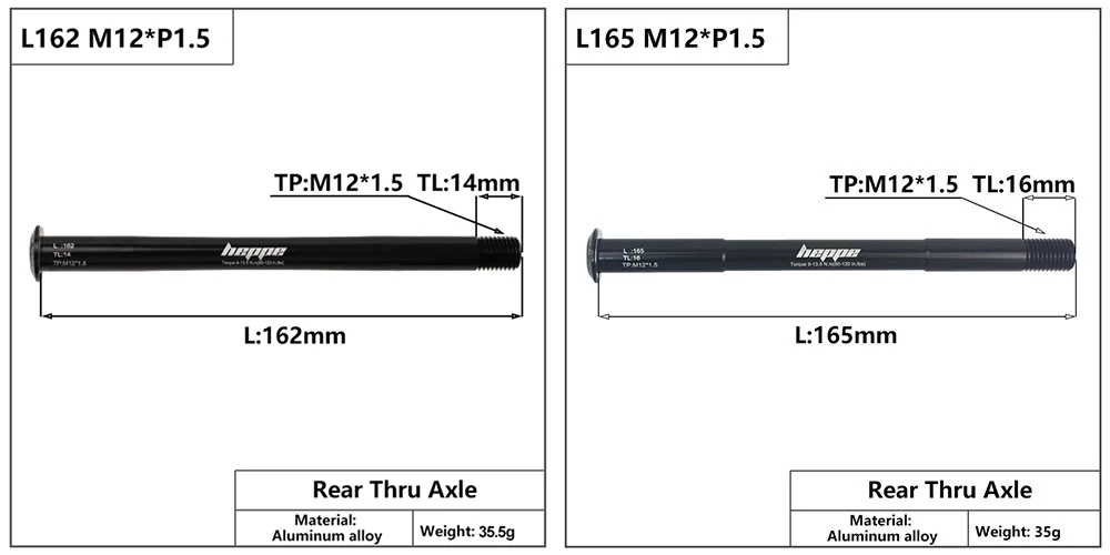 HEPPE MTB Road Bike Thru Axle Front Fork Shaft Skewers Rear Hub Thru Axle 12x142 12x148 12x100 12x110 M12xP1.0/P1.5 Bike Parts