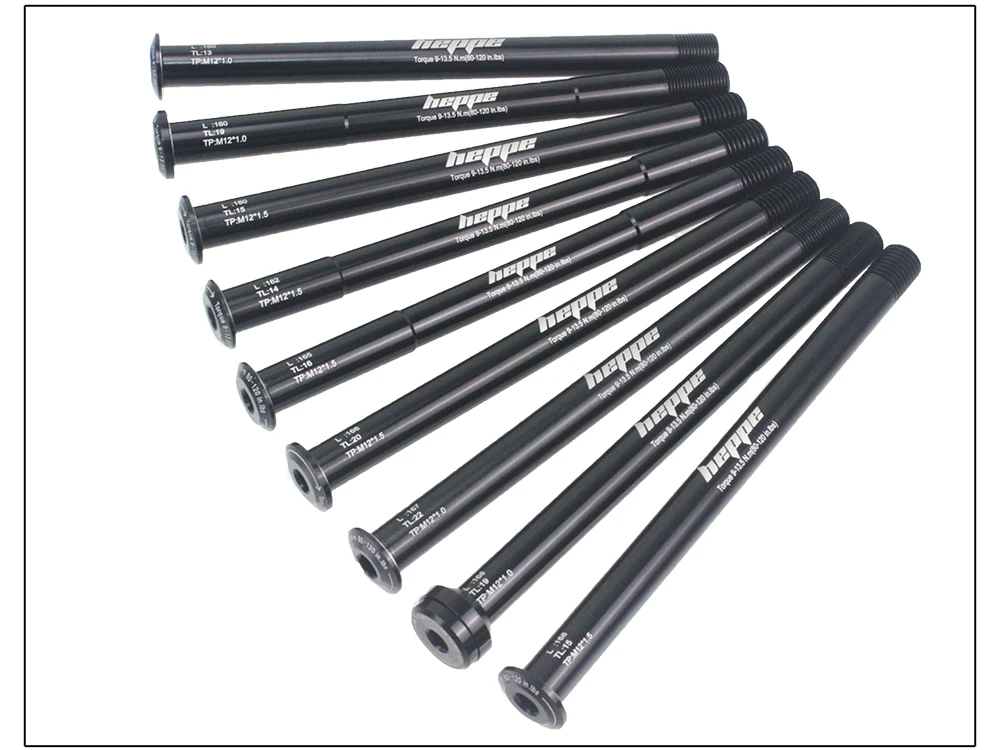 HEPPE MTB Road Bike Thru Axle Front Fork Shaft Skewers Rear Hub Thru Axle 12x142 12x148 12x100 12x110 M12xP1.0/P1.5 Bike Parts