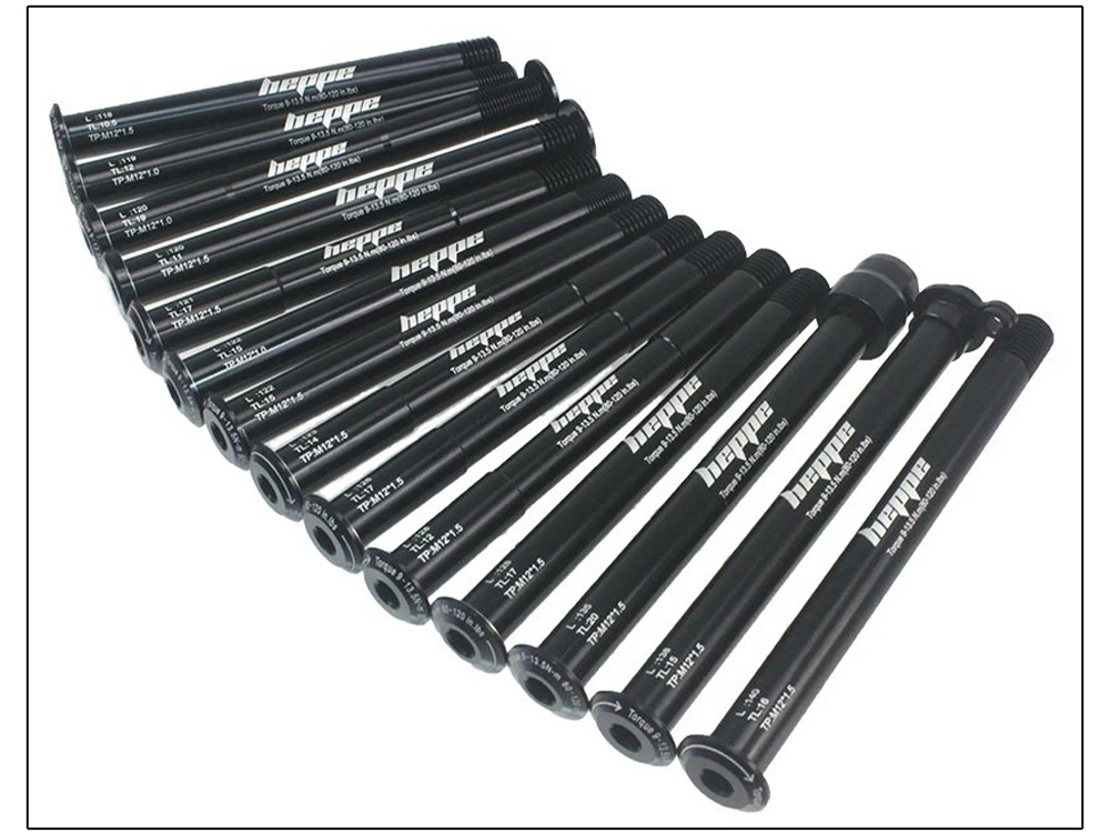 HEPPE MTB Road Bike Thru Axle Front Fork Shaft Skewers Rear Hub Thru Axle 12x142 12x148 12x100 12x110 M12xP1.0/P1.5 Bike Parts