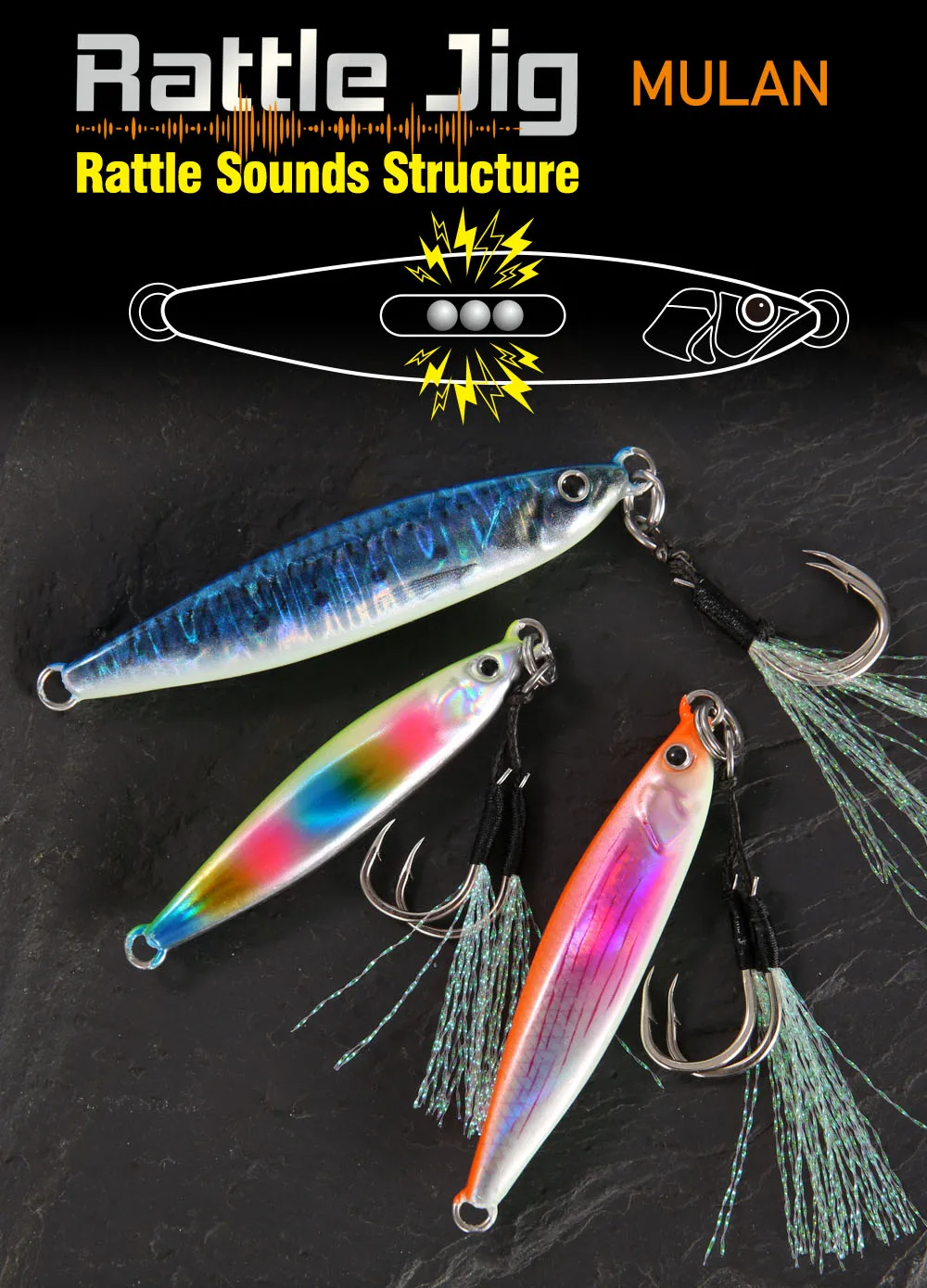 2024 FSTK Rattle Jig Sea Fishing Lures 20g30g40g60g80g Long Casting Lure Spinning Artificial Bait with Hook Spoon Fishing Tackle