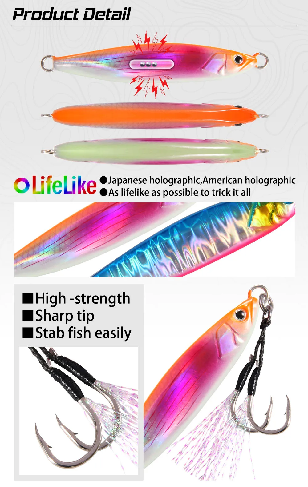 2024 FSTK Rattle Jig Sea Fishing Lures 20g30g40g60g80g Long Casting Lure Spinning Artificial Bait with Hook Spoon Fishing Tackle