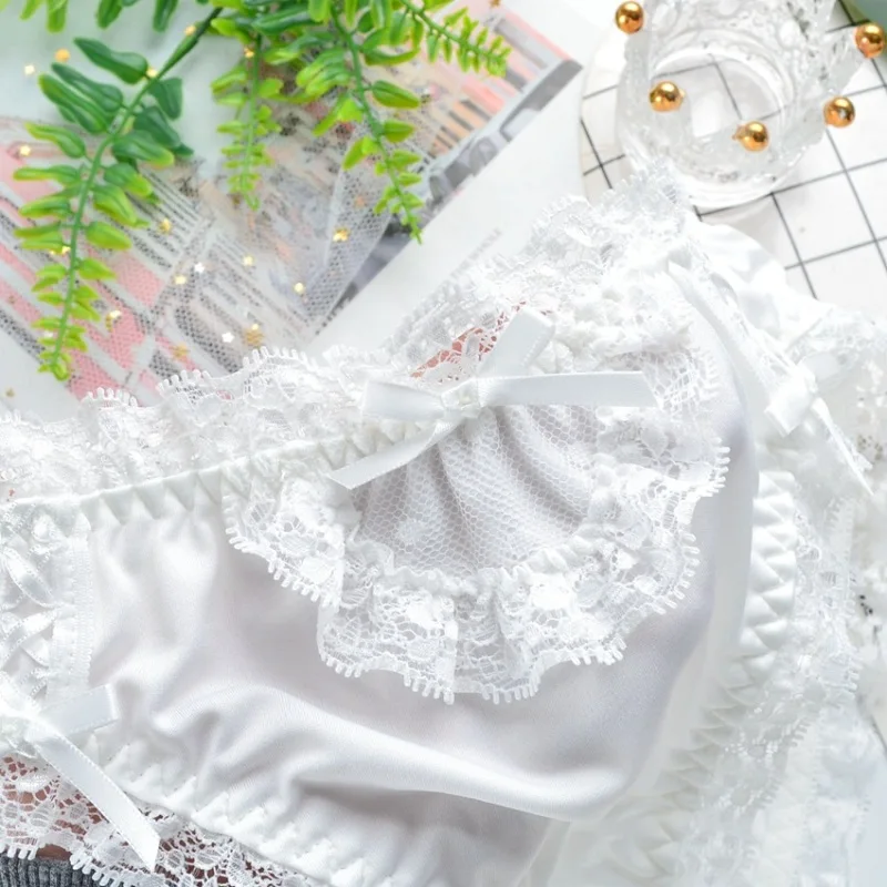 Milk Silk Japanese Style Cute Lovely Sweety Sexy Lace Underwear Lolita College Cartoon Cosplay Girls Panties Low Waist Breifs