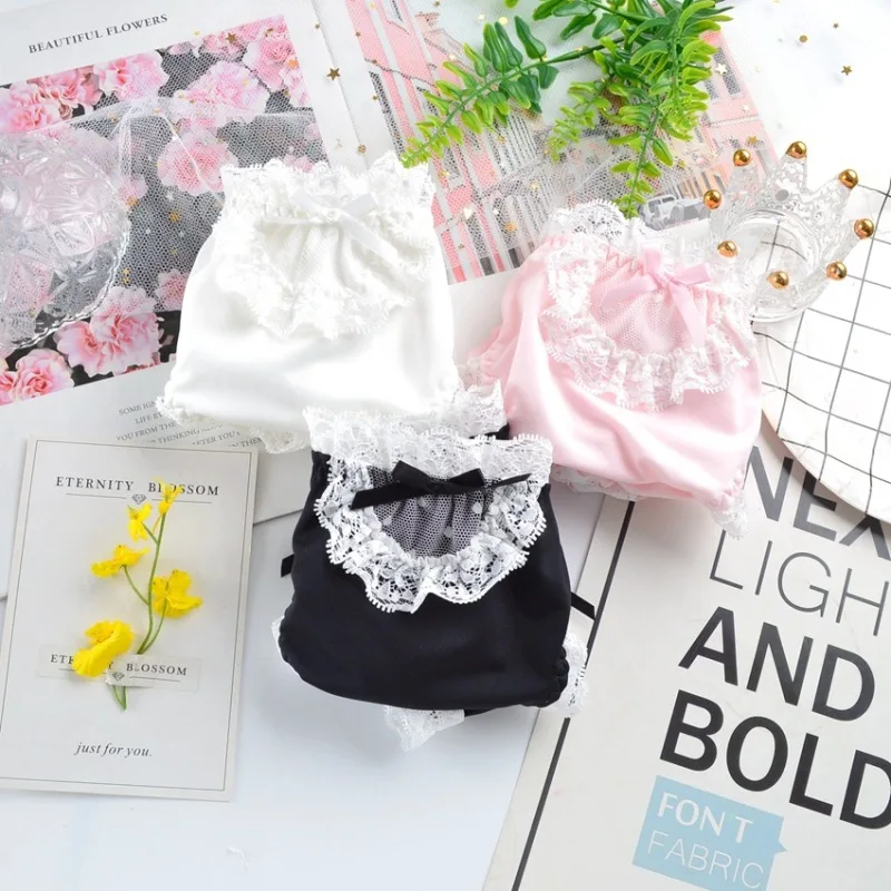 Milk Silk Japanese Style Cute Lovely Sweety Sexy Lace Underwear Lolita College Cartoon Cosplay Girls Panties Low Waist Breifs