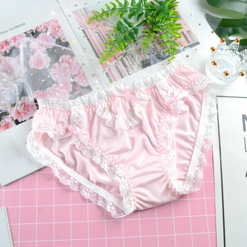 Milk Silk Japanese Style Cute Lovely Sweety Sexy Lace Underwear Lolita College Cartoon Cosplay Girls Panties Low Waist Breifs
