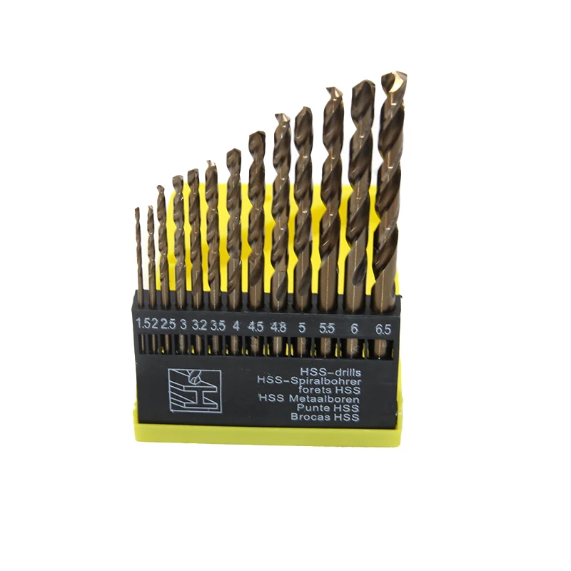 HSS baked yellow twist drill hand electric drill full grind straight handle metal drill bit woodwork drilling accessory tool set