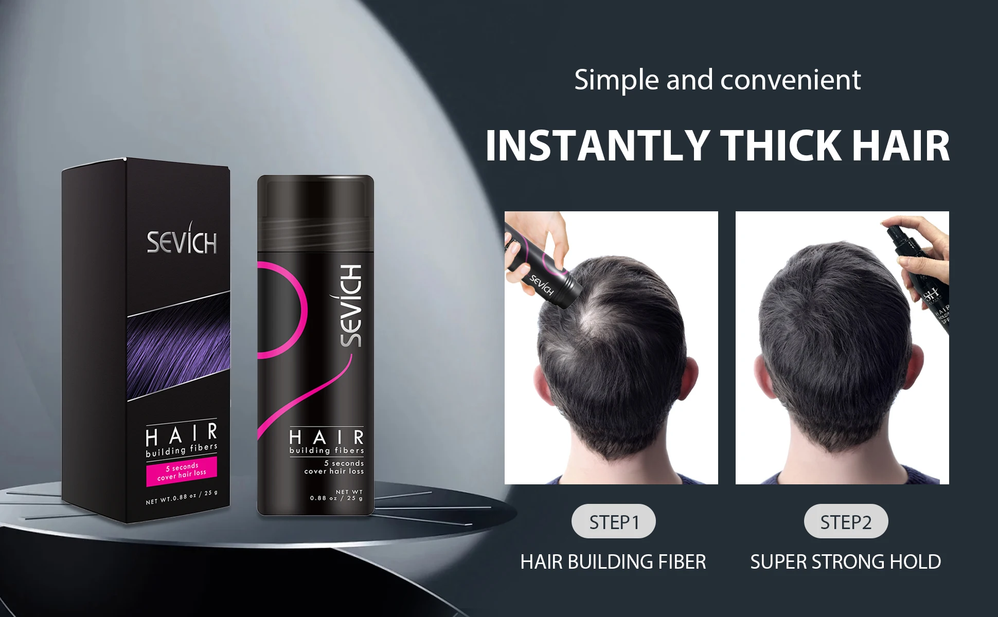SEVICH Hair Building Fiber Set Cover Sparse Hair Or Bald Spots Hair Loss Regrowth Treatment Keratin Hair Fiber Powder Applicator