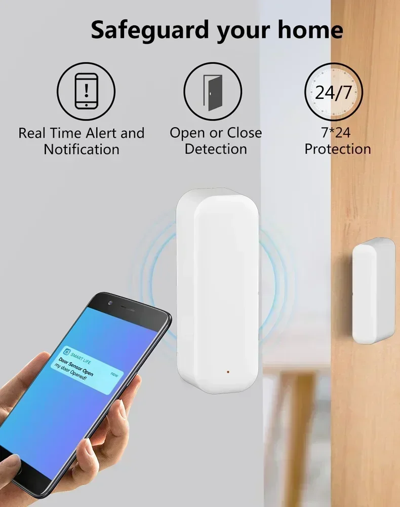 Tuya WiFi Zigbee Door Sensor Window Sensor Contact Sensor For Smart Home Smart Life APP Remote Control for Yandex Alexa