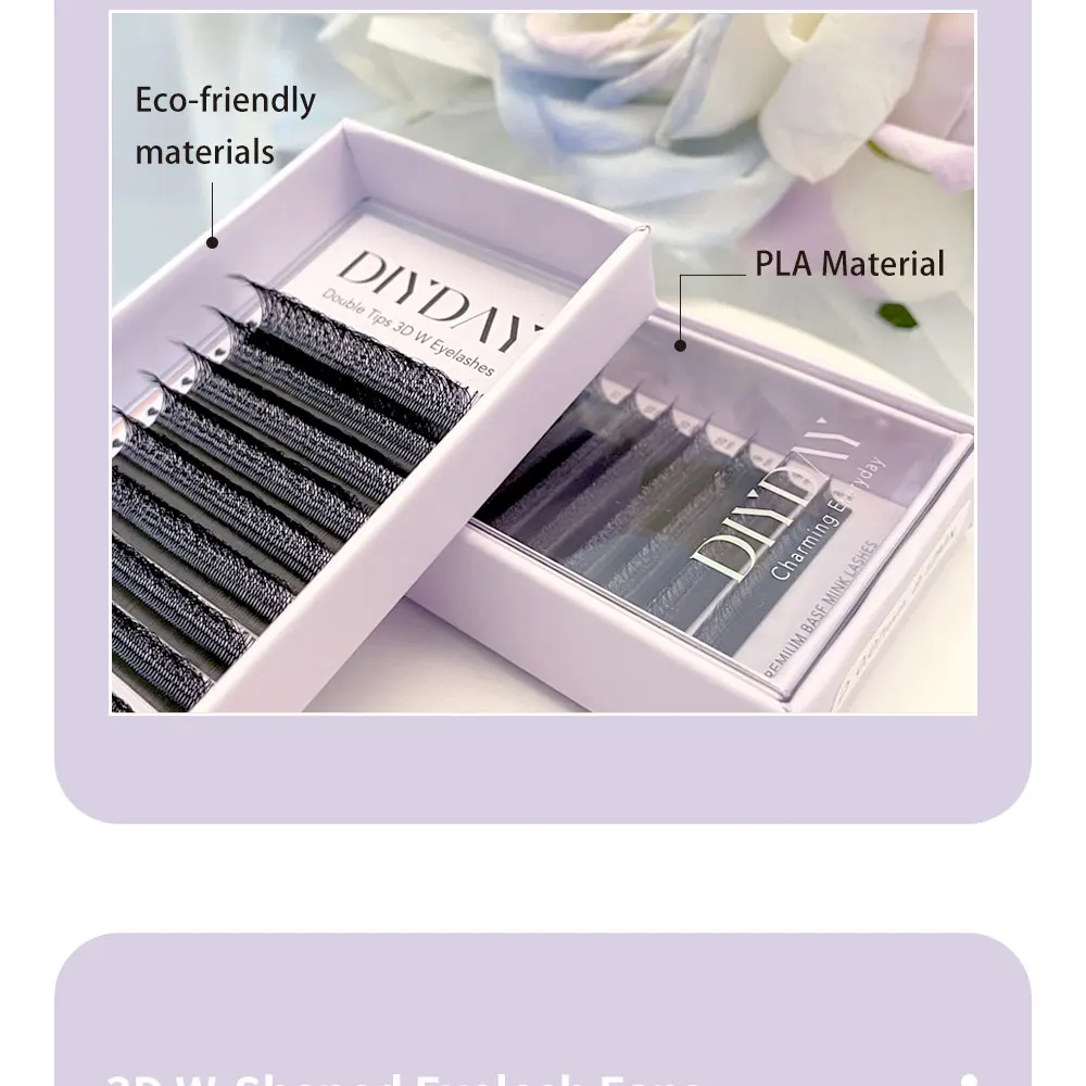 DIYDAY W Shaped Eyelash Extension Premade 3d 4d 5d 6d 7d 8d Mink Faux Lashes BASF PBT Natural Look False Eyelashes