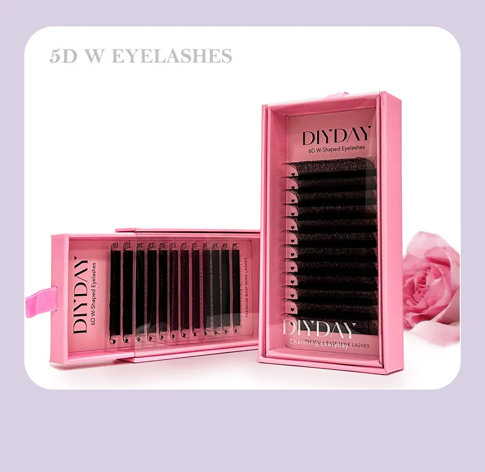 DIYDAY W Shaped Eyelash Extension Premade 3d 4d 5d 6d 7d 8d Mink Faux Lashes BASF PBT Natural Look False Eyelashes