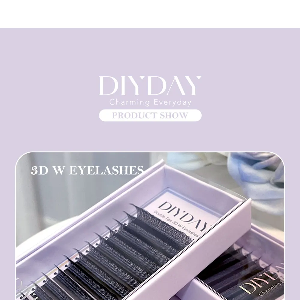 DIYDAY W Shaped Eyelash Extension Premade 3d 4d 5d 6d 7d 8d Mink Faux Lashes BASF PBT Natural Look False Eyelashes