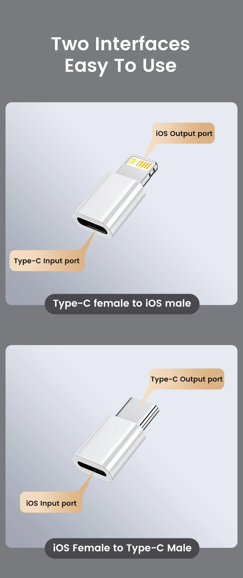 USB C To Lightning Adapter For iOS Male to Type C Female Converter Fast Charging For iPhone Type C IOS Data Transfer Adapter