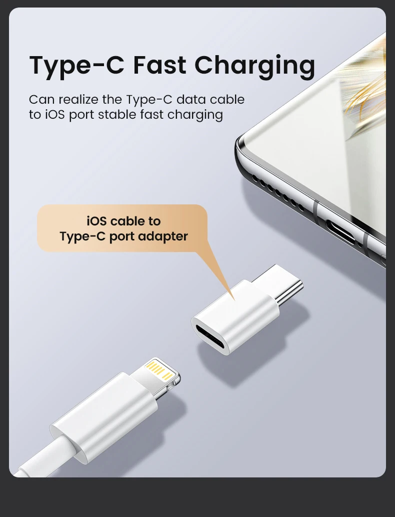 USB C To Lightning Adapter For iOS Male to Type C Female Converter Fast Charging For iPhone Type C IOS Data Transfer Adapter