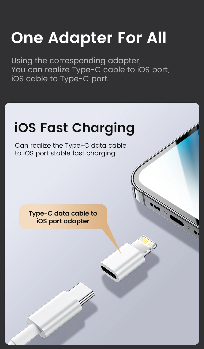 USB C To Lightning Adapter For iOS Male to Type C Female Converter Fast Charging For iPhone Type C IOS Data Transfer Adapter