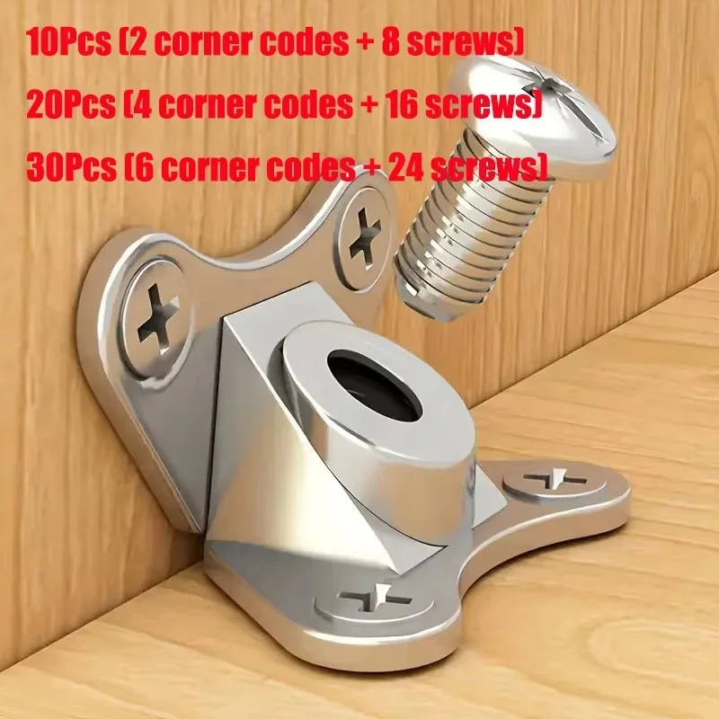 10/20/30 pcs Zinc Alloy Butterfly Corner Bracket, Plank Corner Connector, Removable Corner Bracket, with Screws