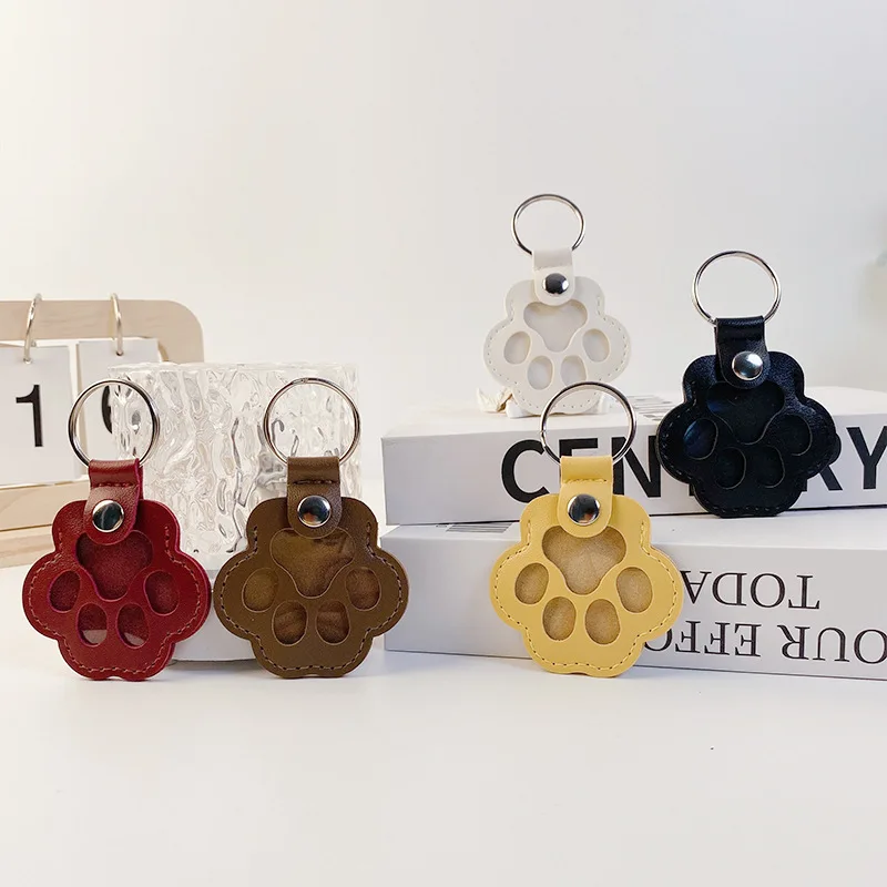 Memorial Leather Pet Hair Storage Bag Cat Paw Keychain Multifunctional Portable Keychain